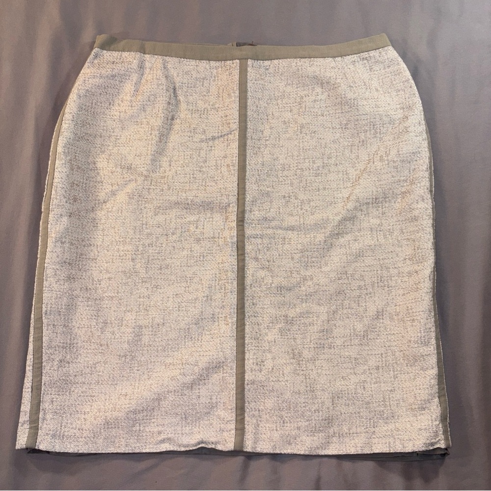 Lafayette 148 NY Cotton Linen TweedLined Pencil Skirt Sz 18 Gray Green NWOT